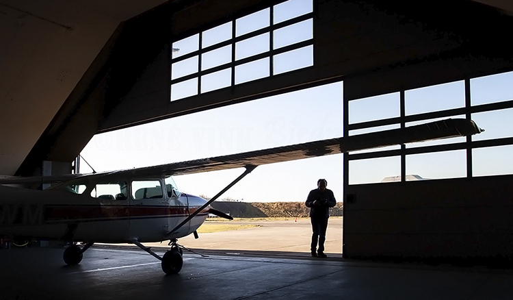 Cessna 172 in hangar