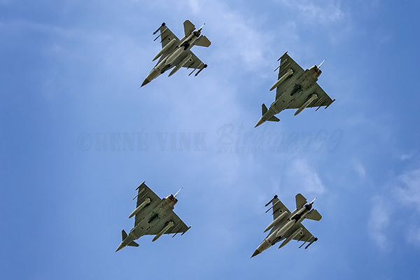 Israeli F-16's and German Eurofighters in formation