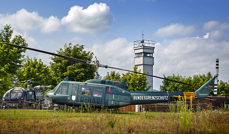 Old helicopters at Grenzmuseum Schifflersgrund, Germany